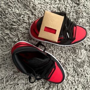 Women’s Satin Red and Black Sneakers